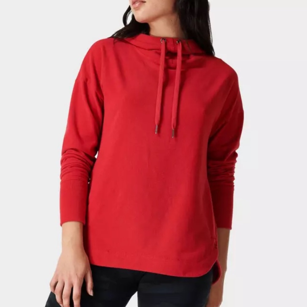 Sweaty Betty escape luxe fleece hoodie red extra extra small
